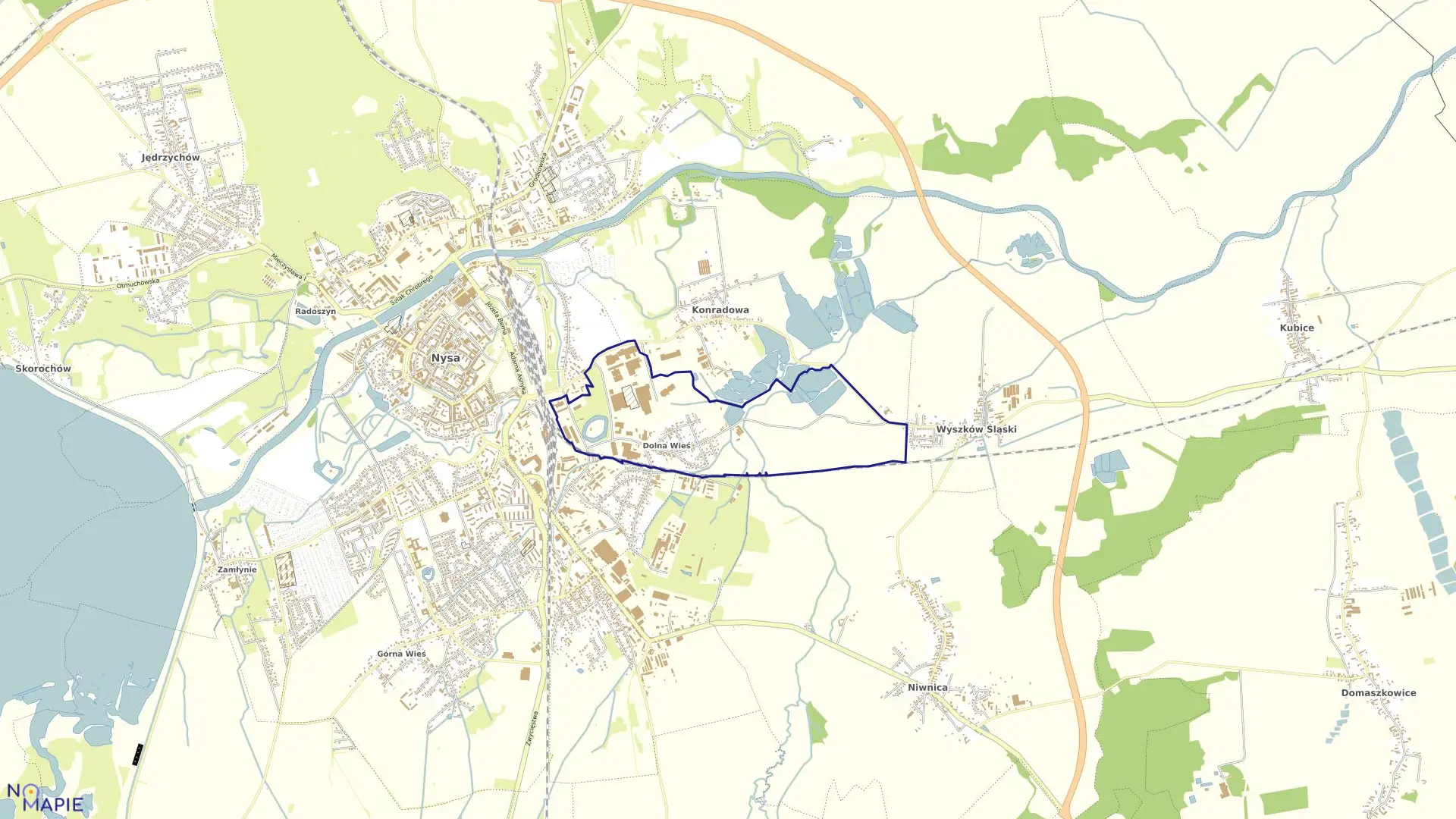 Mapa obrębu DOLNA WIEŚ w gminie Nysa