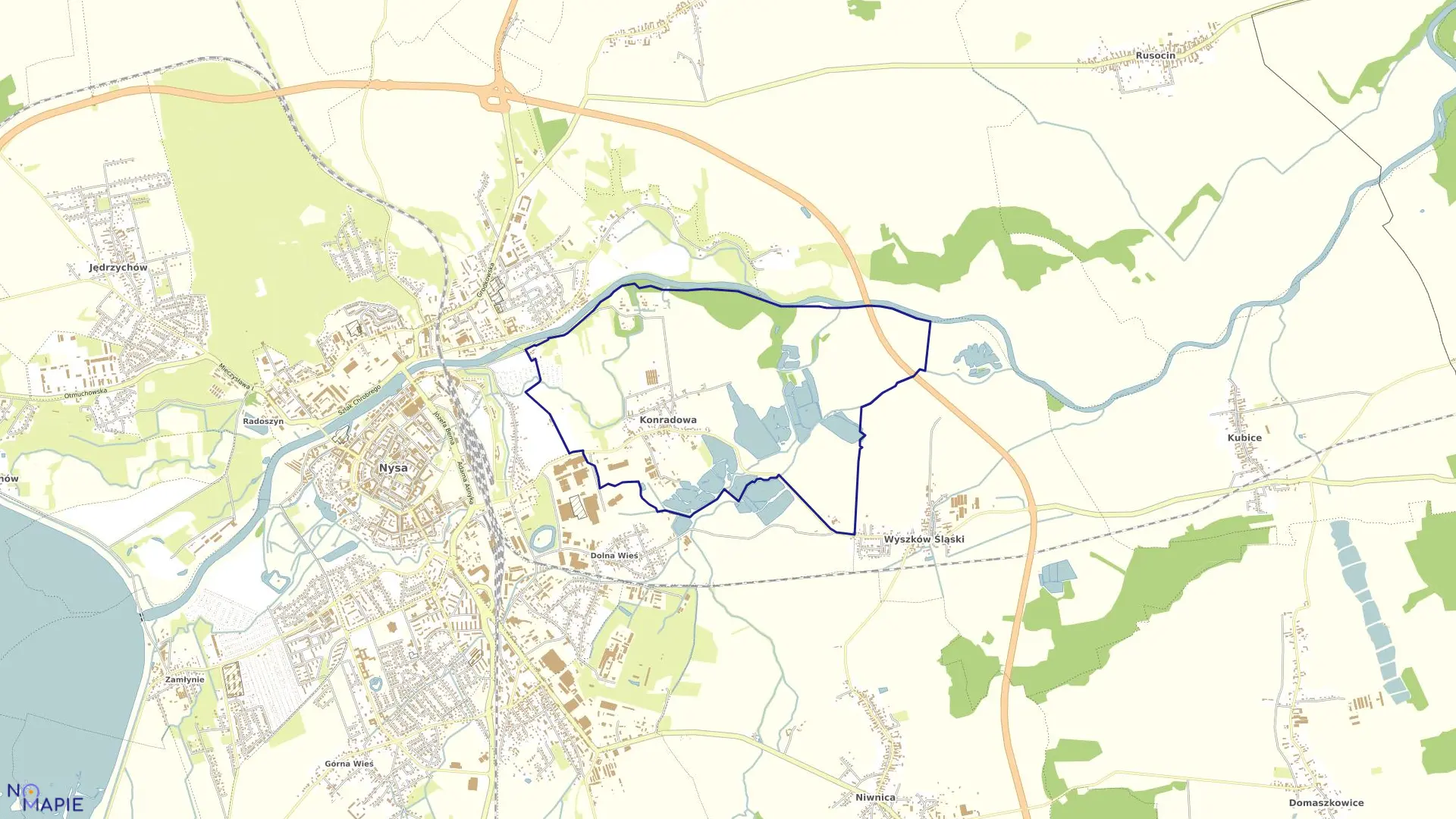 Mapa obrębu KONRADOWA w gminie Nysa